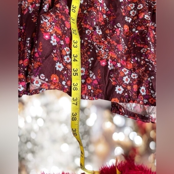 🌟 XL Maroon dress GAP 
long sleeves midi Modest party ditsy floral flowers - Picture 6 of 16